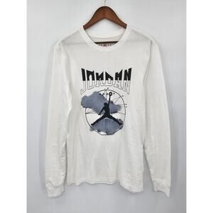 Jordan Sport Men's S White Logo Ribbed Cuffs Long Sleeve T-Shirt NWT